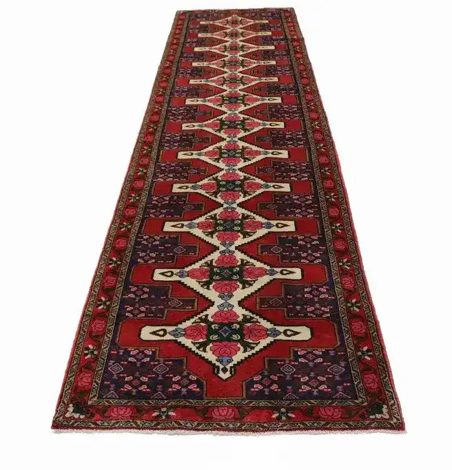 3'1 x 12'10 ft Red Runner Rug Floral Vintage Carpet Hallway Kitchen Decor gallery