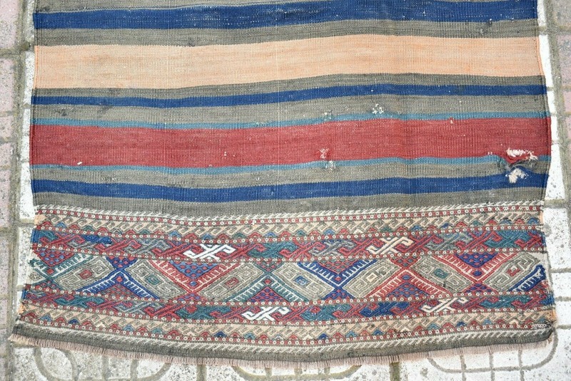 Antique Caucasian Rug 34'' x 80'' Collector's Item Verneh Cicim Rug Natural Dye gallery