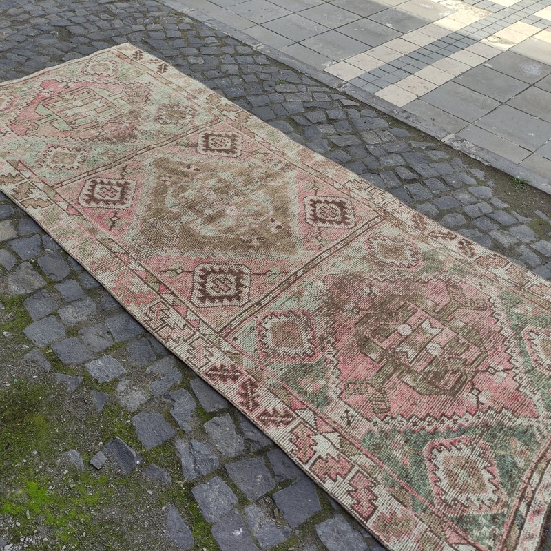 4x10 Oversized Turkish rug 4.23 x 10.43 ft Vintage Handmade huge rug 129 x 318cm gallery