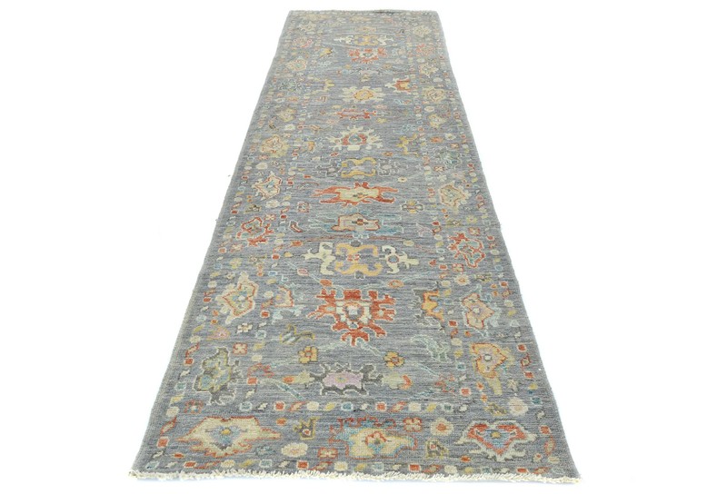 Pakistan Handmade Oushak Oriental Runner Rug Muted Floral Hallway Carpet 3X10 ft gallery