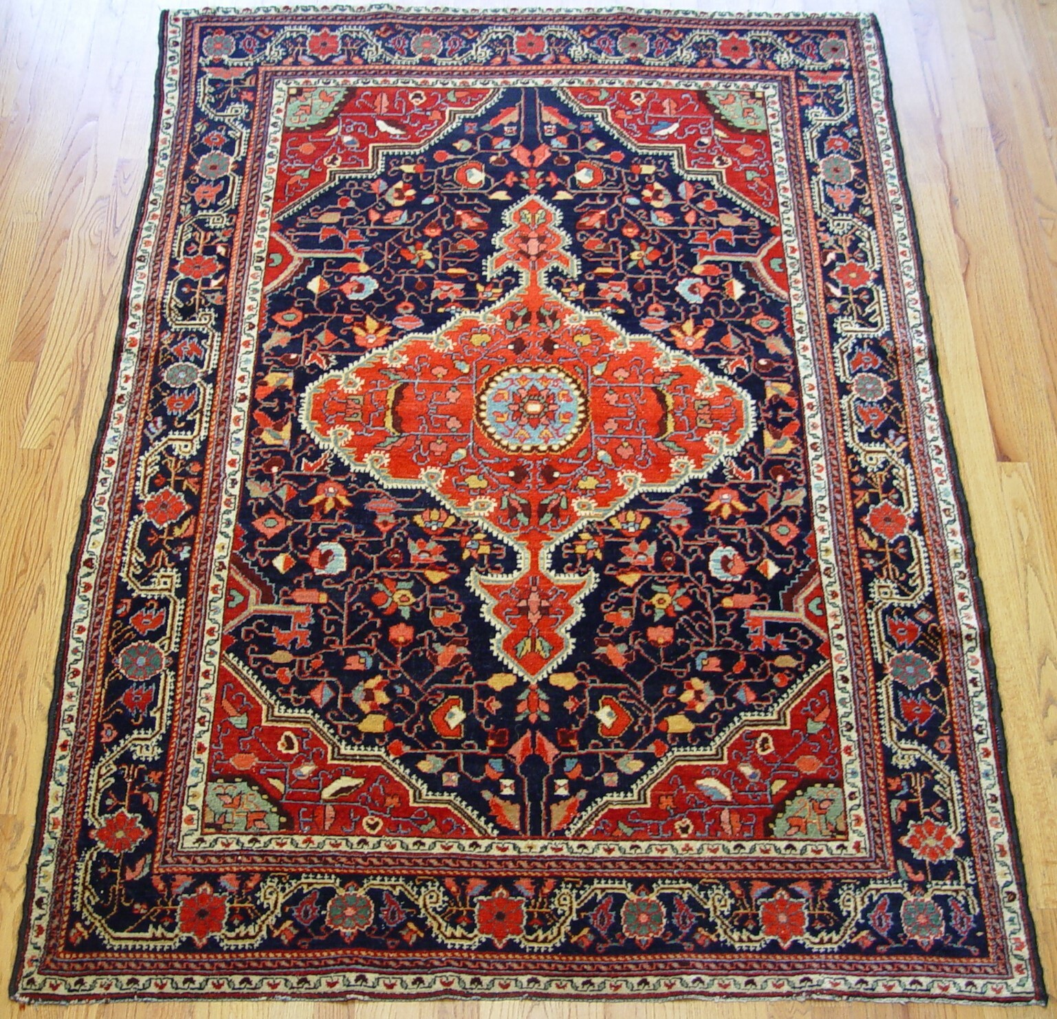 4'10"x7' ANTIQUE FLORAL SAROUKK HAND KNOTTED WOOL ORIENTAL RUG CLEANED gallery