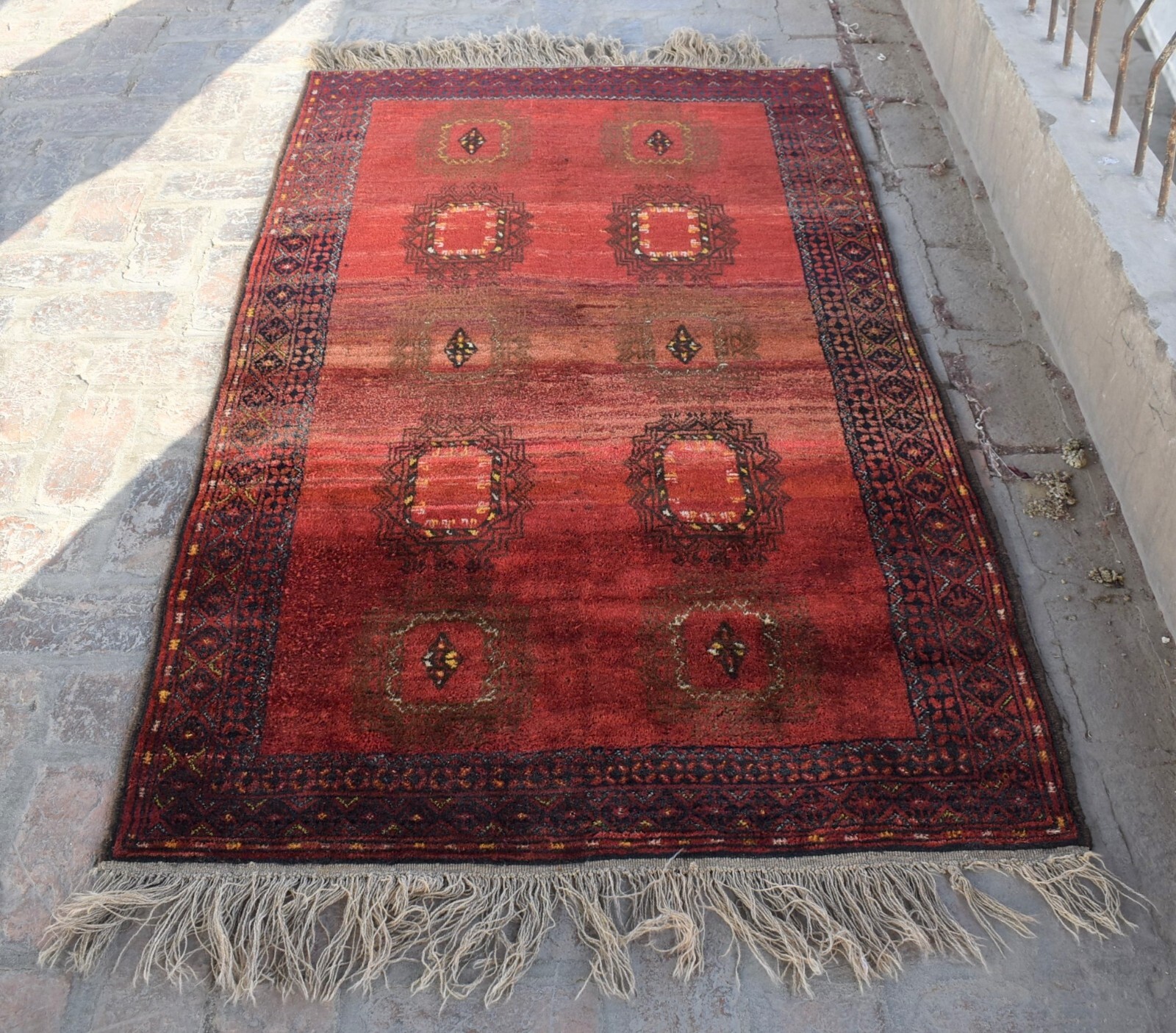 4x6 Antique Handmade Afghan Red Bukhara Rug Persian Oriental High Pile Area Rug gallery