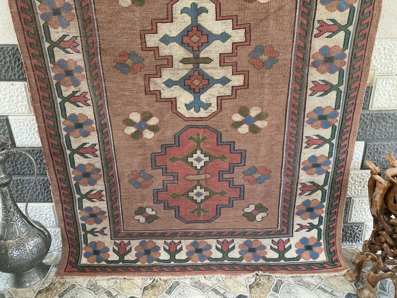 Turkish Kurdish Vintage Rug | 4.3 x 6.5 ft | Handwoven Anatolian Tribal Geometri gallery