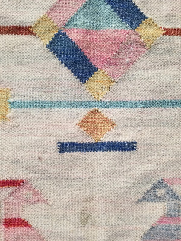 Vintage Traditional Handmade Scandinavian Wool Multicolor Kilim 3.9x2.1 ft gallery