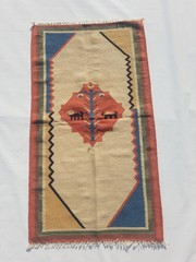 Vintage Handmade Traditional Geometric Multicolor Kilim Rug Carpet 4×2.2ft