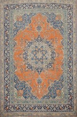 Vintage Traditional Wool Orange Over-Dyed Handmade Room Size Area Rug 10×12