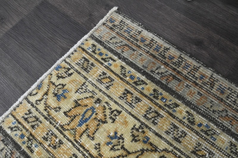 Vintage Turkish Runner Rug 1x5ft Wool Anatolian Handmade Hallway Oushak BEIGE gallery
