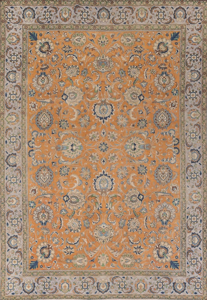 Over-dyed Vintage Orange Traditional Rug 10x13 ft Handmade Living Room Carpet