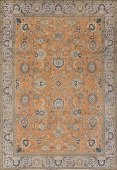 Over-dyed Vintage Orange Traditional Rug 10×13 ft Handmade Living Room Carpet