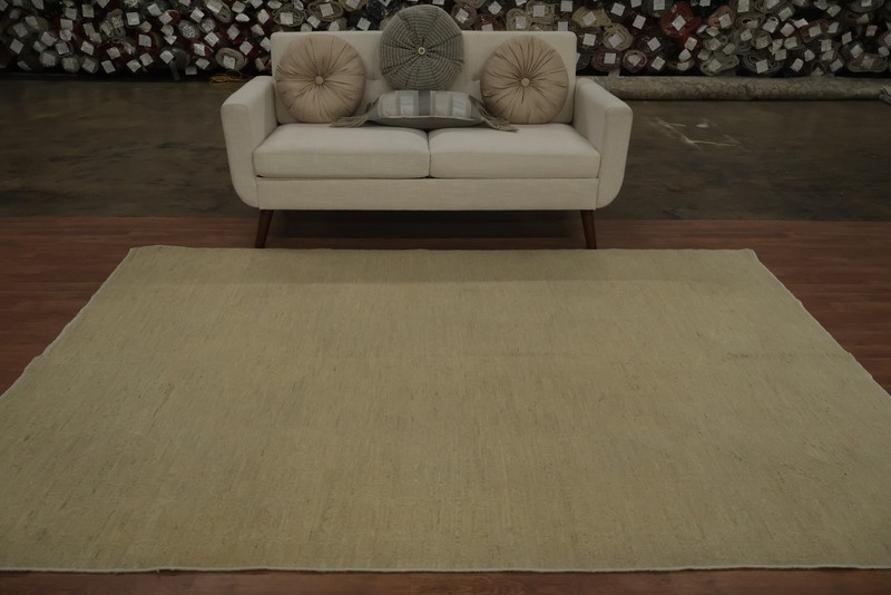 Elegant Minimalist Oushak Beige Rug Handmade for Sophisticated Interiors 6x8 gallery