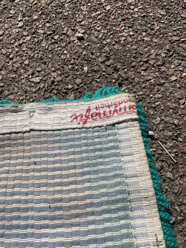 Vintage Scandinavian Swedish Wool Rya Weaving Rug Wall decor 37x35cm gallery