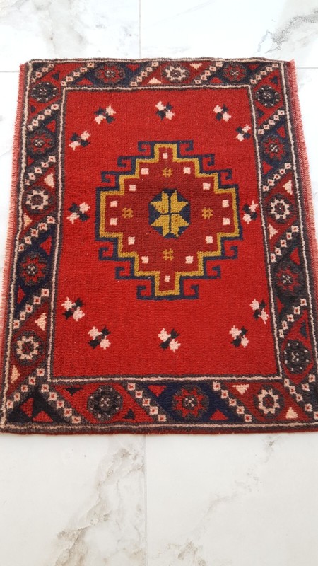 3x2 Antique Cushion Rug Bee Motif Rug Handmade Traditional Carpet Rug gallery