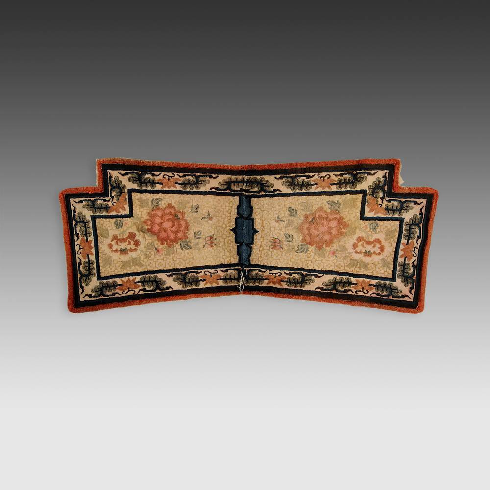 TIBETAN SADDLE RUG WOOL PILE TIBET CHINA FLORAL LATE 19TH / EARLY 20TH C.