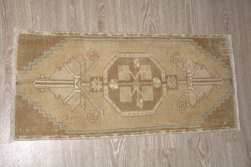 Beige Modern Decor Turkish Vintage Small Rug, 1'5x3'2 ft, Modern Geometrical gallery