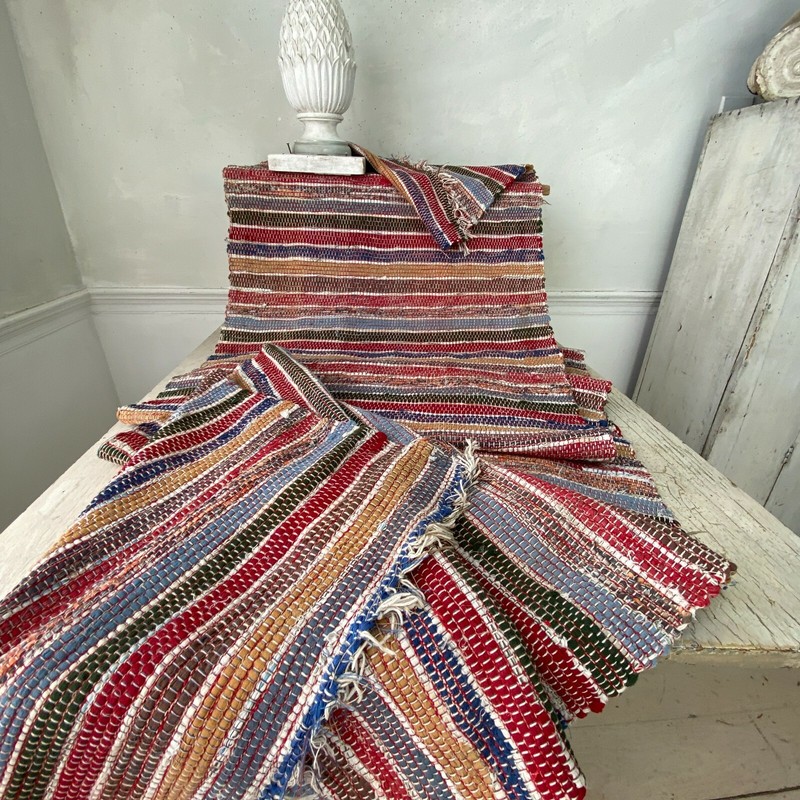 3.3 yards Rag Rug stair runner Table runner fabric material European textile gallery