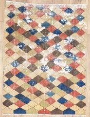 Semi-Antique Distressed Geometric Oriental Rug Handmade Wool Small Carpet 2×3 Ft