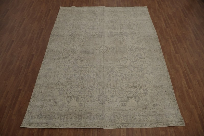 Distressed Muted Handmade Area Rug 10x13 with Vintage Geometric Motifs Carpet gallery