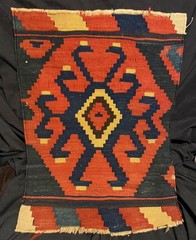 Old Vintage Flatweave Hand Woven Wool Small Kilim Caucasian Rug Karabagh Shirvan