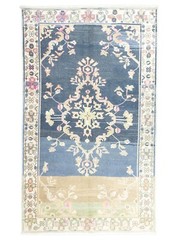Blue Turkish Oushak Oriental Handmade Wool Area Rug 4.3×7.2 ft Vintage Runner