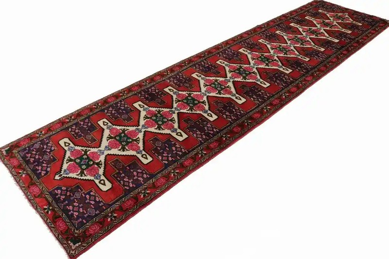 3'1 x 12'10 ft Red Runner Rug Floral Vintage Carpet Hallway Kitchen Decor gallery