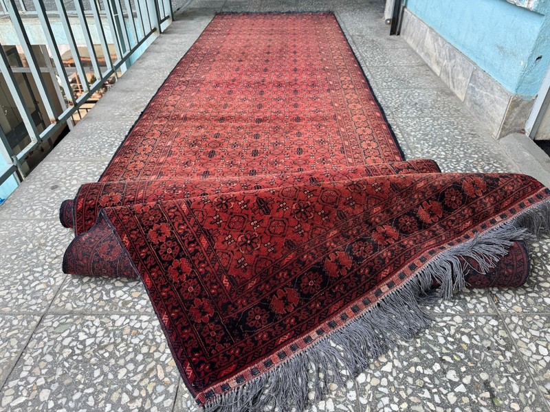3x12 Afghan Hand Knotted Sarooq Geometric Rug Vintage Red Turkmen Runner Carpet gallery