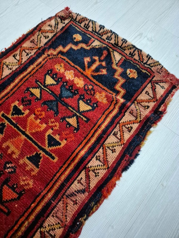 Antique Rug Pillow, Anatolian Small Rug, Auction,Kurdish Pillow Rug, Hand Woven gallery