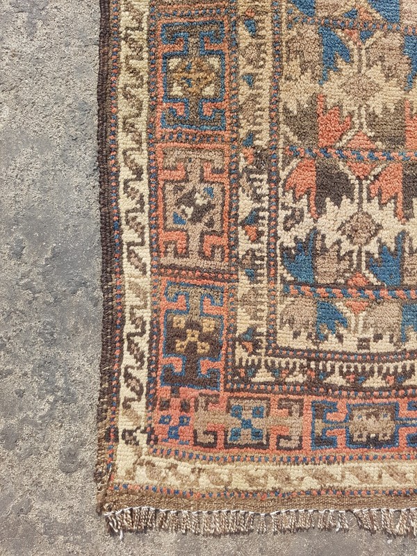 Vintage Hand Made Traditional Rug Oriental Wool Multicolor Carpet 125x38 cm gallery