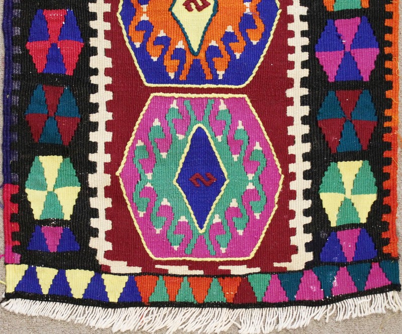 Turkish Kilim Rug 18''x36'' Handwoven Kirsehir Mini Kilim 47x92cm Door Mat Wool gallery