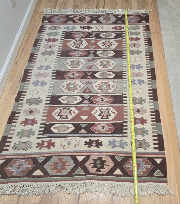 VINTAGE TURKISH KILIM TAPESTRY RUG TEXTILE 68x43" Geometric gallery