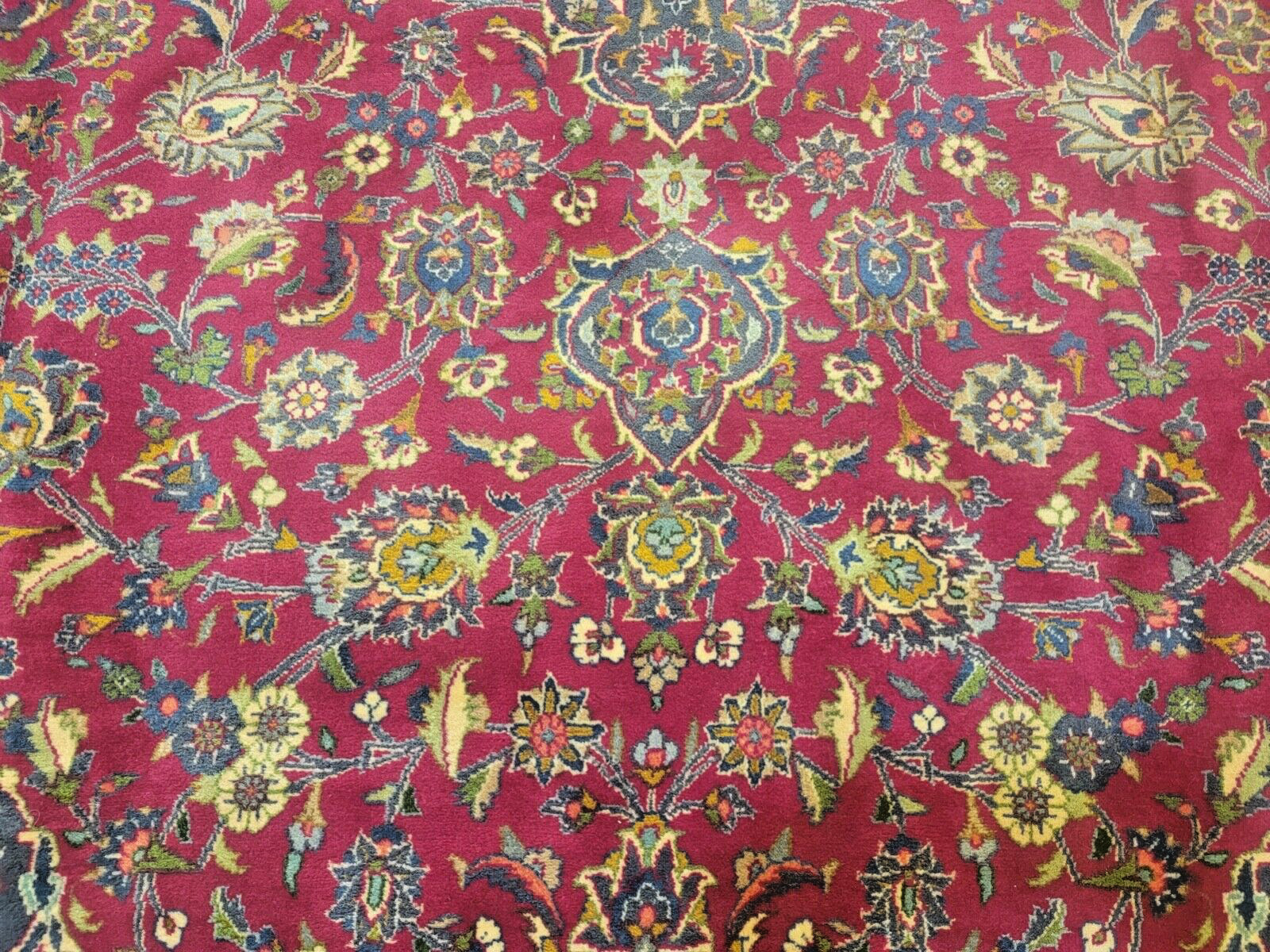 Antique Oriental Hand-Knotted Wool Area Rug Red/Blue 9'6" x 12'9" gallery