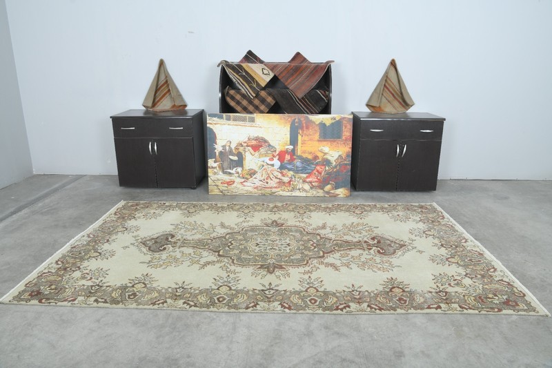 5x9 area rug, turkish wool rug, hand-knotted vintage rug, oushak rug,40 gallery