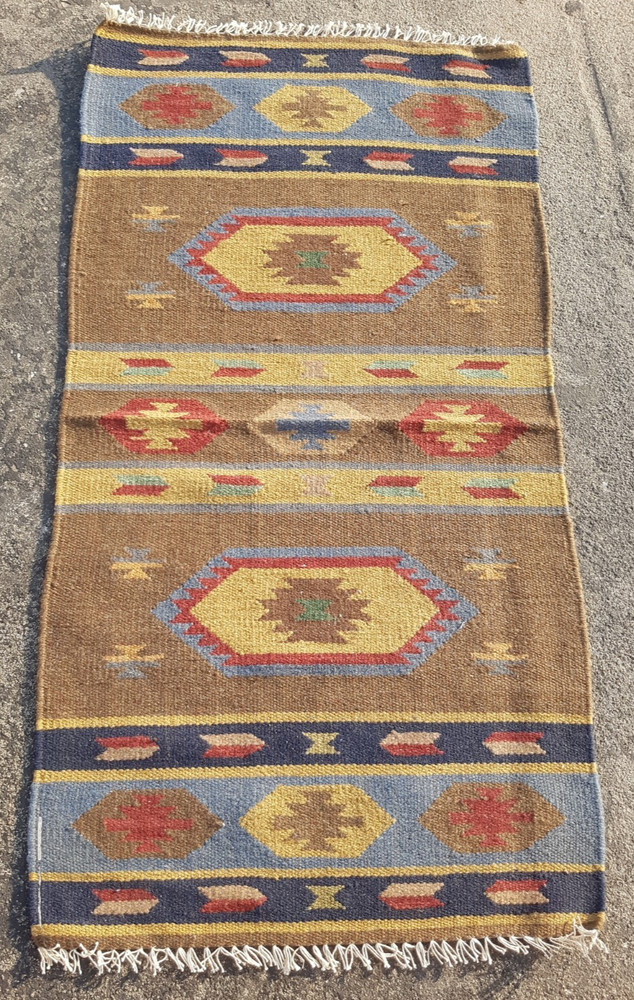Vintage Traditional Handmade Beautiful Turkish Kilim Floor Rug Carpet 128x59 cm