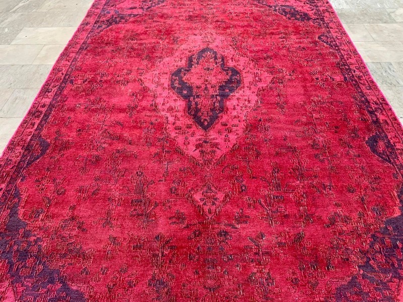 Vintage Afghan Rug, Zero Pile Overdyed Rug, Traditional Area Carpet (7x11 ft.) gallery