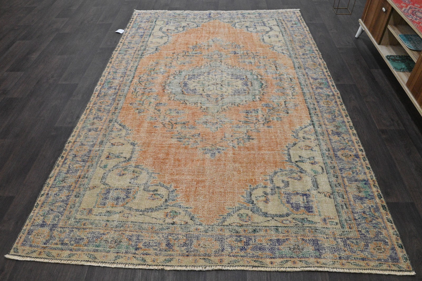 Oushak 6x8,Turkish Rug,vintage,anatolian,ORANGE,kilim,Bohemian,handmade,wool gallery
