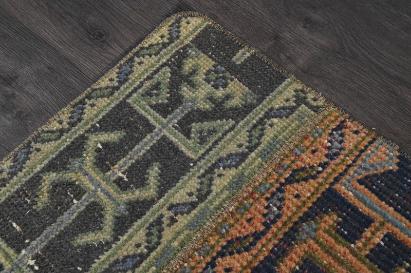 Vintage Turkish Runner Rug 2x6ft Wool Anatolian Handmade Hallway Oushak RAINBOW gallery