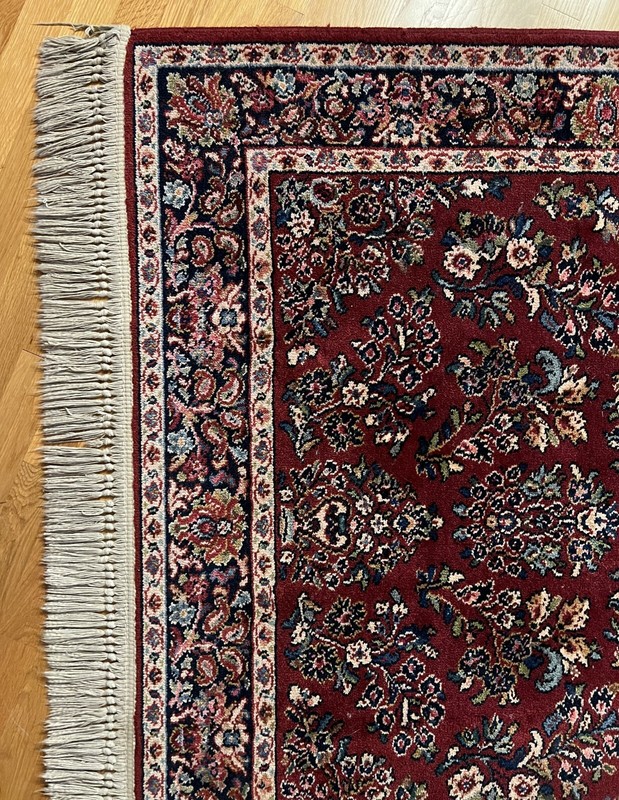 4 ft 3.75 in x 5 ft 9 in Karastan 785 Red Sarouk Runner wool rug with Fringe gallery