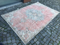 Turkish Vintage Rug, Handmade Wool Rug, Bohemian Large Rug, 5,4 x 8,5 ft