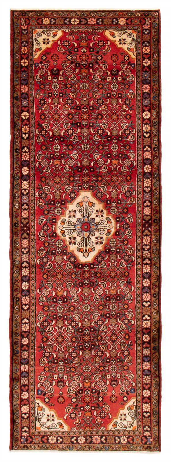 3'8" x 10'7" Vintage Hand-knotted Runner Rug Traditional Oriental Wool Carpet gallery