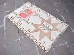 Vintage Turkish Rug 36” x 55” Muted Dye Rug Herki Rug Hand Knotted Area Rug