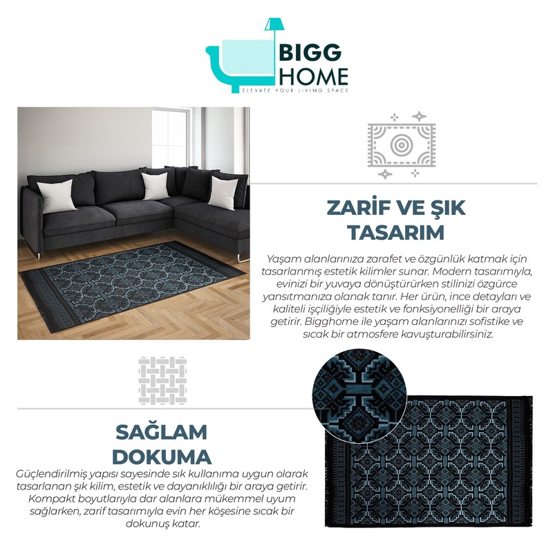 BiggHome Rug - 80*150 cm, Machine Washable, Durable, Ethnic-Inspired Pattern for gallery