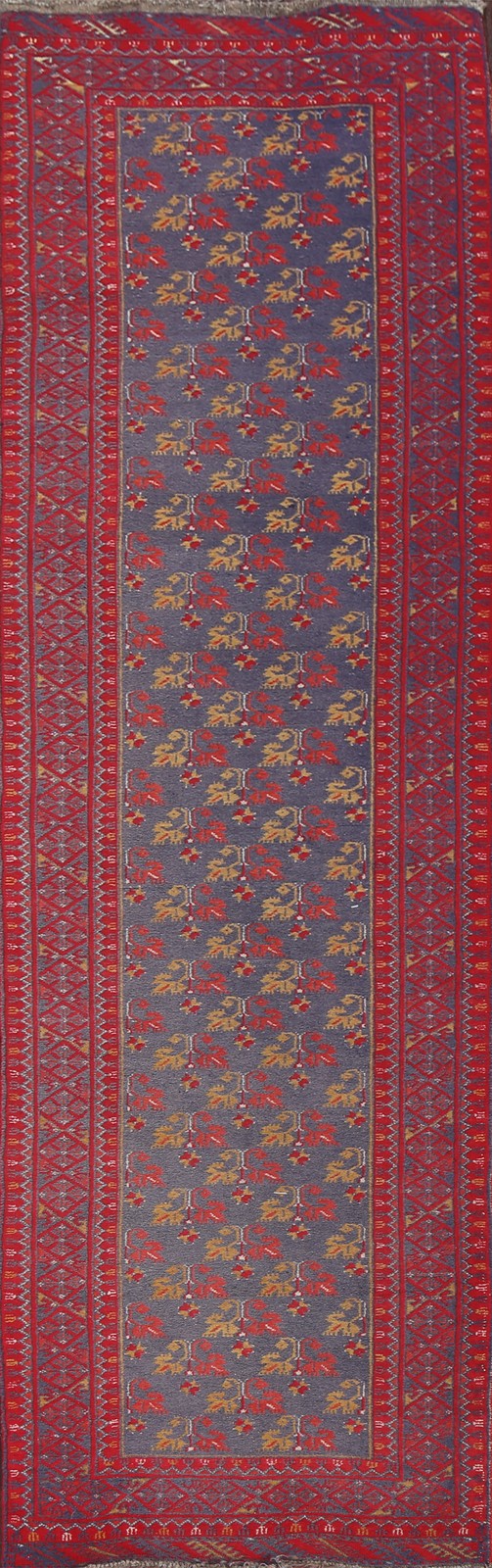 Blue 9 ft Oriental Runner Rug 2x9 Tribal Traditional Hand-made Oriental Carpet gallery