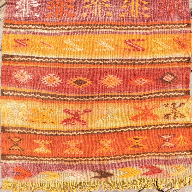 Turkish Rug 2'x8' Size Runner Striped Cicim Kilim Corridor Hallway 78x257cm gallery