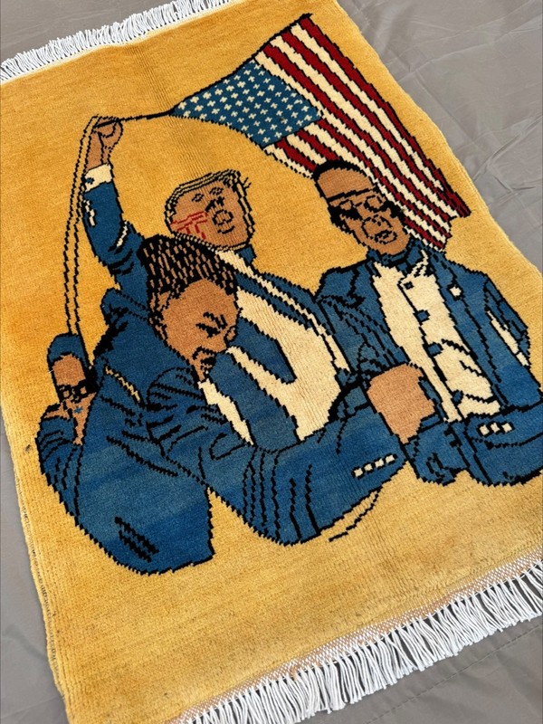 Afghan Handmade Trump USA Flag Rug Wall Hanging Wool Carpet Patriotic Art Decor gallery
