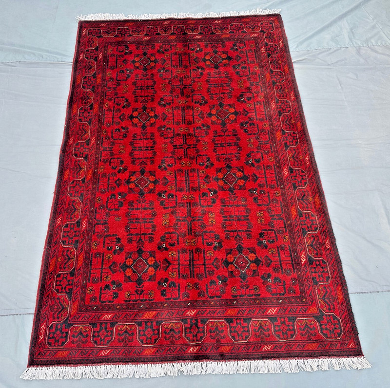 4x7 Afghan Turkmen Khal Mohammadi Bukhara Rug | Ethnic Oriental Style Wool Rug gallery