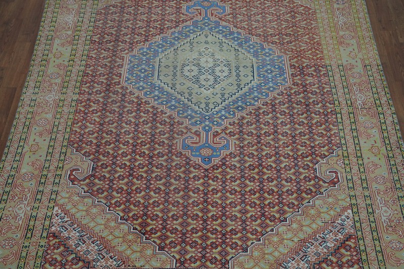 Geometric Rust Wool Traditional Living Room Area Rug Vintage Handmade Rug 6x9 gallery