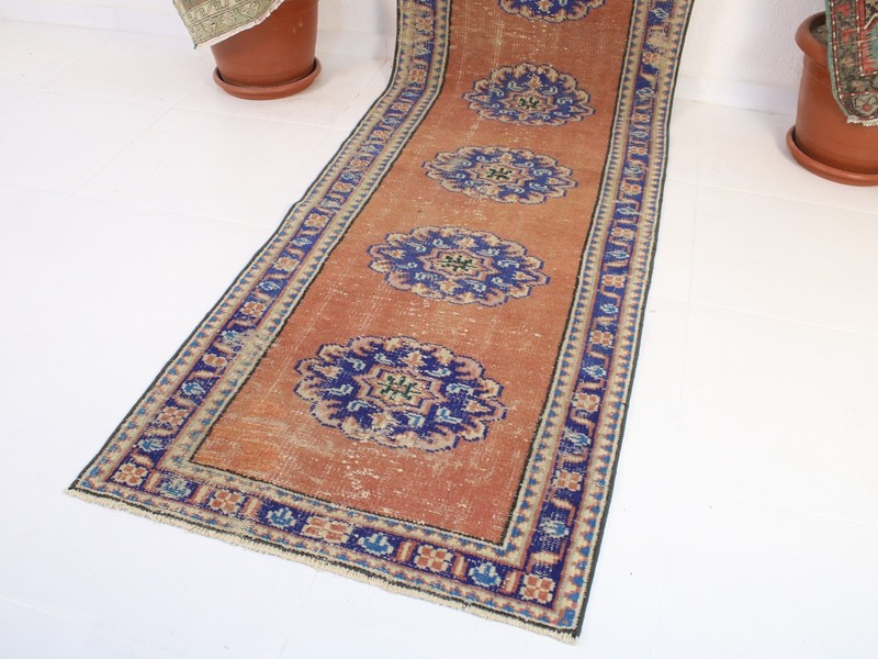 3x11 Orange Runner Rug, Handmade Turkish Rug, Vintage Hallway Rug, 2.5 x 10.6 Ft gallery