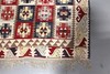 Medallion Grid Turkish Kilim 3' 7" x 5' 5" Cream Hand Knotted Area Rug gallery