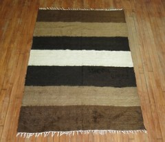 Vintage Striped Turkish Siirt Angora Kilim Blanket Rug Size 4’3”x6’4”