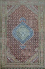 Geometric Rust Wool Traditional Living Room Area Rug Vintage Handmade Rug 6×9