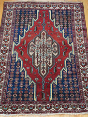 Antique Mazlaghann Hand Knotted Wool Geometric Oriental Rug 4’4″ x 6’7″